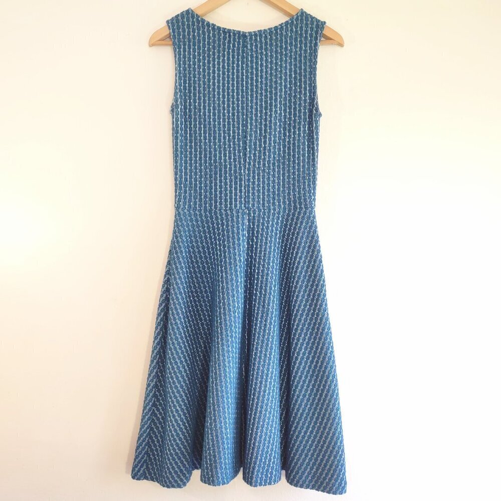 Lesley Evers Simply Elegant Sleeveless Blue Knit Dress Boho Chic Retro Size 0 - Picture 4 of 9